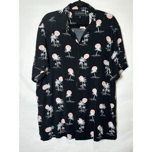 No Boundaries Mens Tropical Palm Tree Button Up Shirt Hawaiian Aloha Camp SZ 2XL